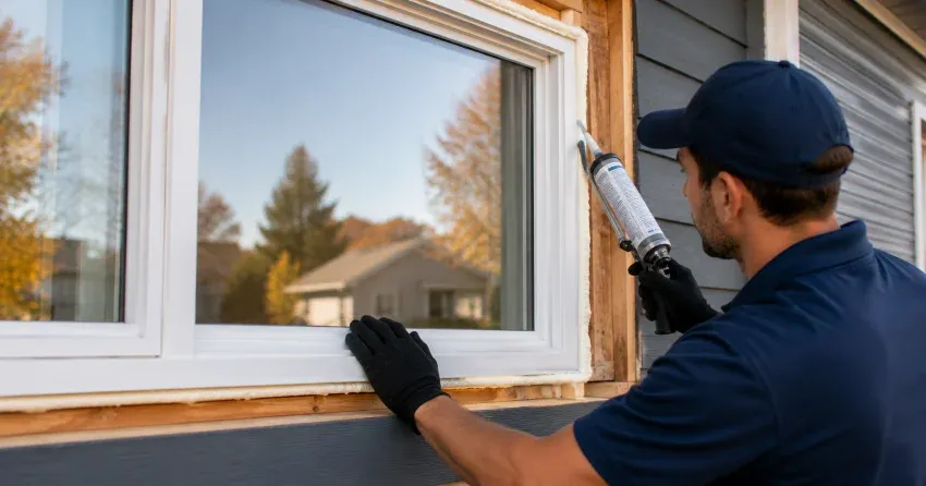technician installing a new vinyl window in Humberwood, Etobicoke