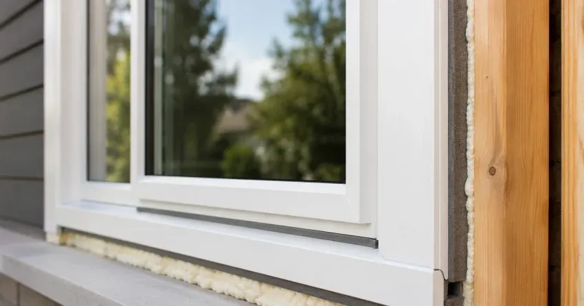 technician installing fiberglass window frame in Richview, Etobicoke home
